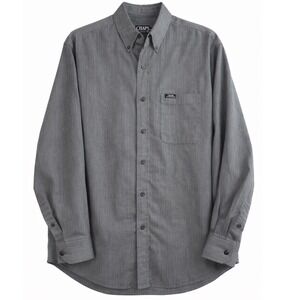 Chaps Ralph Lauren Men's‎ Button-Down Shirt Large Gray Herringbone 100% Cotton